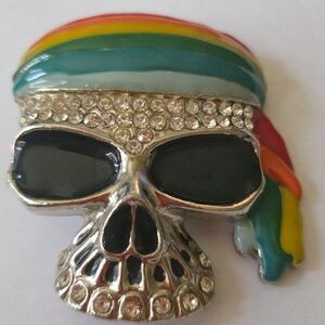 Colorful Skull Belt Buckle with Rhinestones